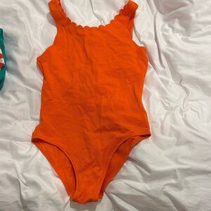 Orange Scalloped Kids Swim One Piece, never worn.